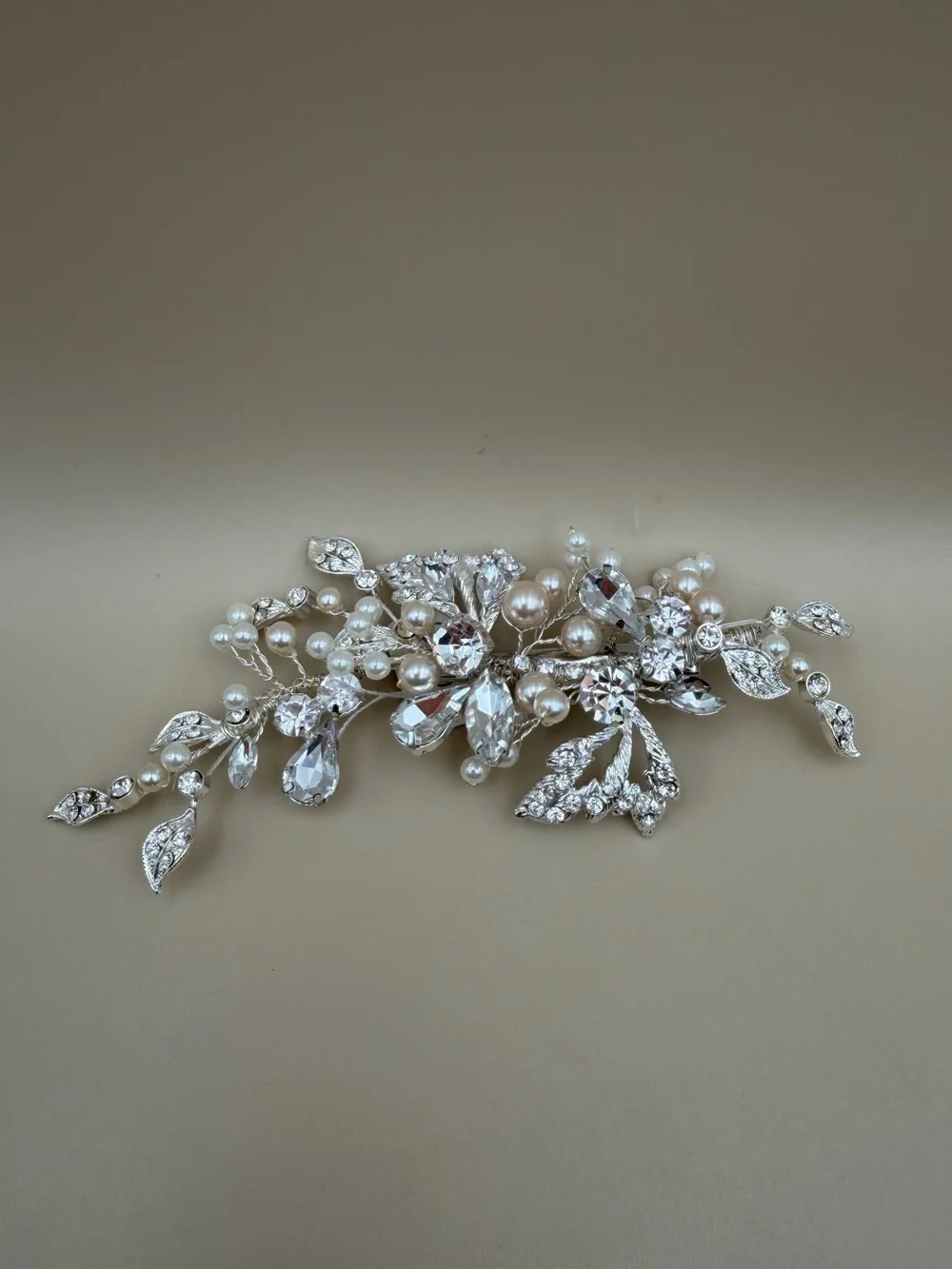 Bridal Hair Comb Silver Rhinestone Crystal Pearl Wedding Hair Accessory